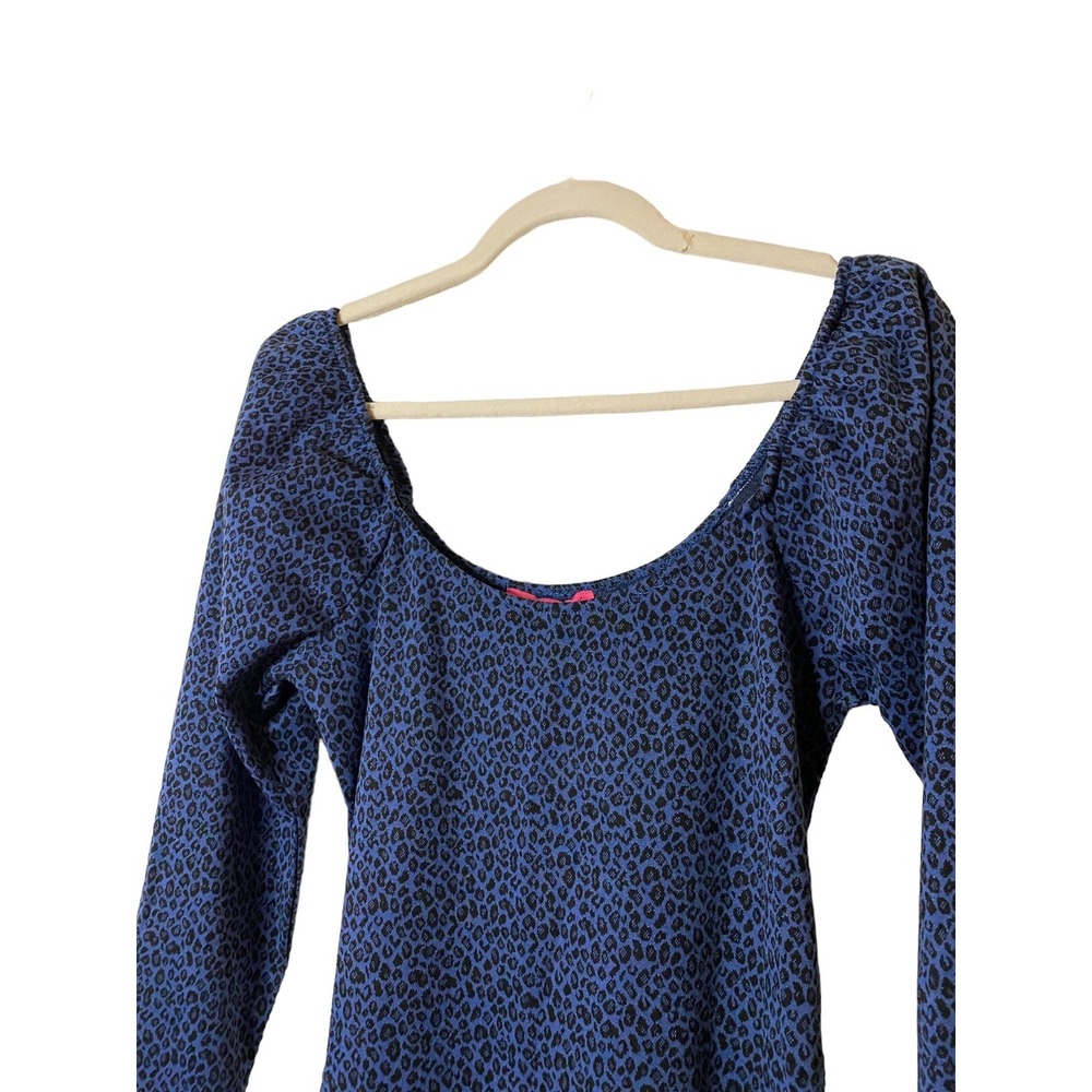 Betsey Johnson Womens Delft Blue Leopard Print Fit and Flare Mini Dress JL408507 - Picture 2 of 9